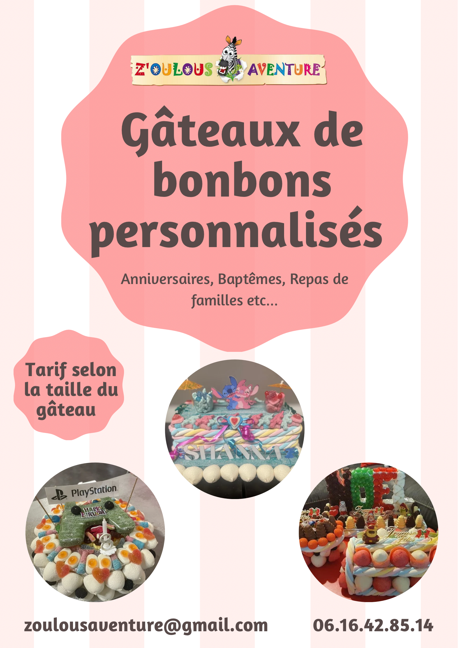 Gâteau de bonbons personnalisable
